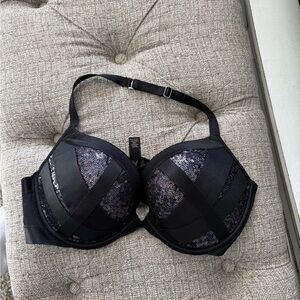 Victoria's Secret Black and Purple Sequin Halter Push Up Bra